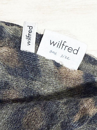 wilfred 100% wool animal print sheer fringe scarf - good market thrift store