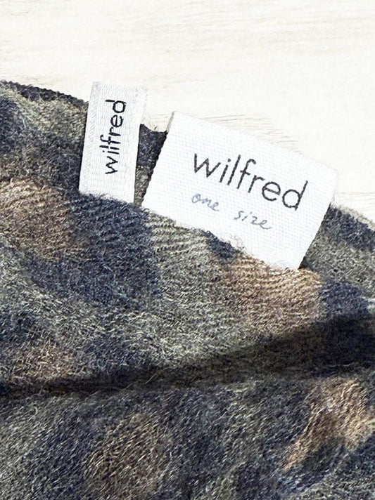 wilfred 100% wool animal print sheer fringe scarf - good market thrift store