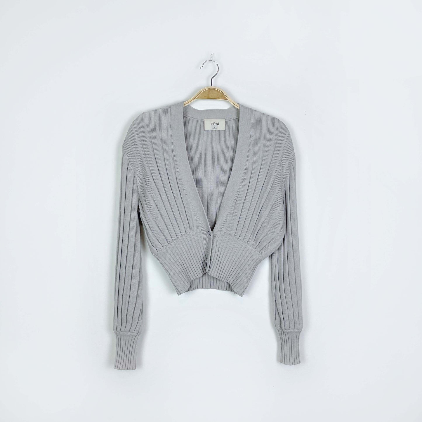 wilfred grey thais wool cropped cardigan - size xs