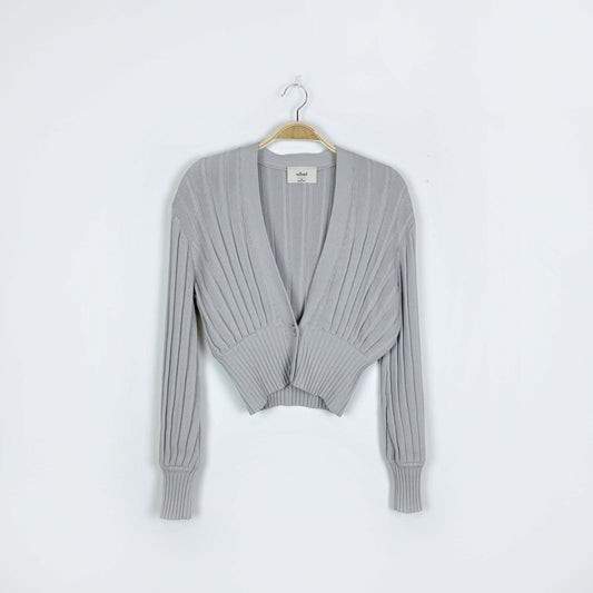 wilfred grey thais wool cropped cardigan - size xs
