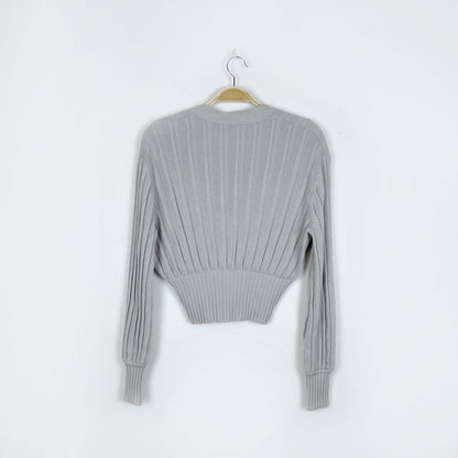 wilfred grey thais wool cropped cardigan - size xs