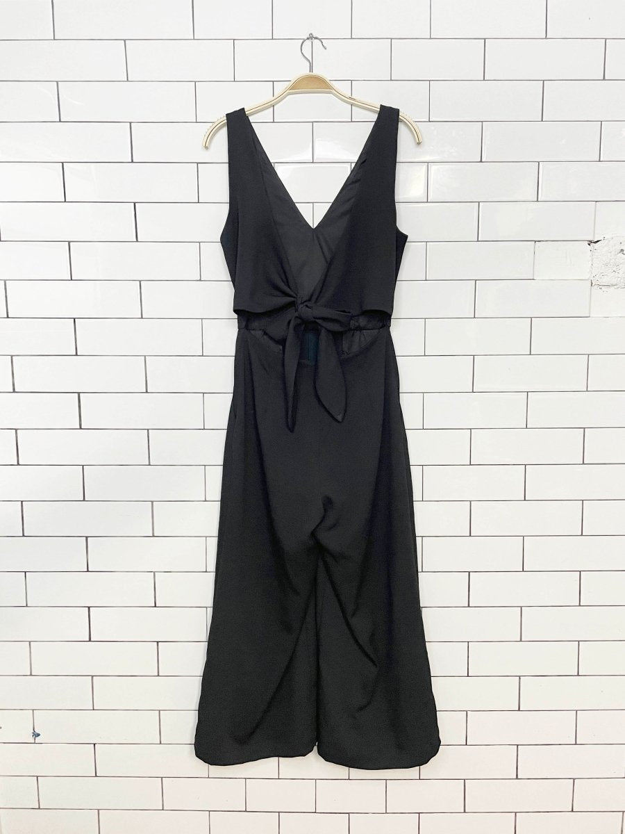 wilfred écoulement v-neck tie back wide leg jumpsuit | aritzia - good market thrift store