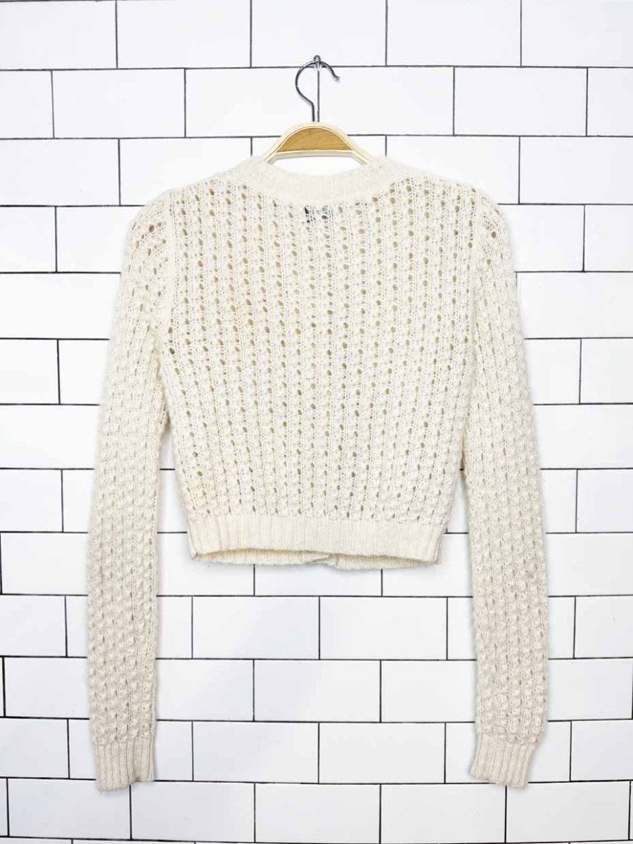 wilfred free fortune alpaca-mohair pointelle knit cropped cardigan | aritzia - good market thrift store