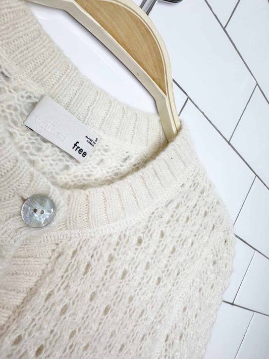 wilfred free fortune alpaca-mohair pointelle knit cropped cardigan | aritzia - good market thrift store