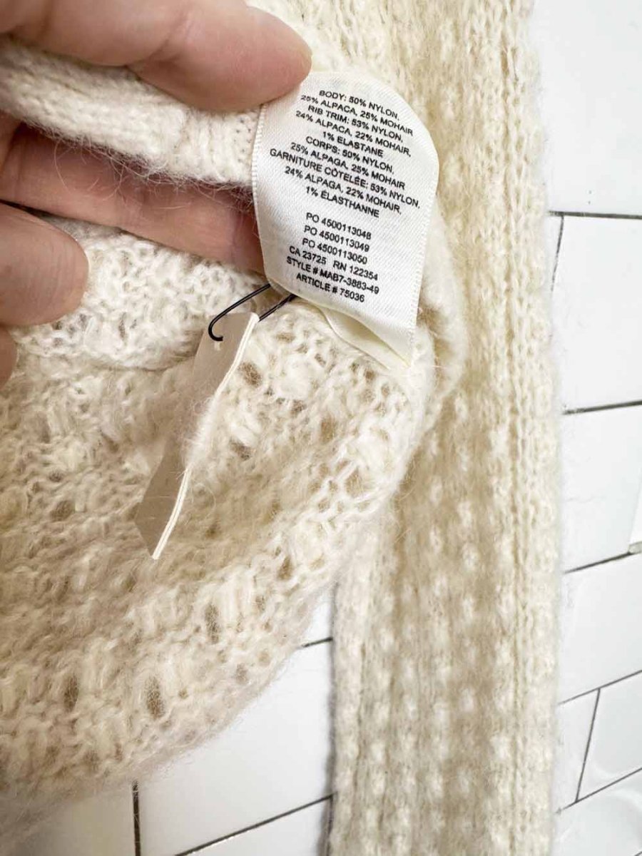 wilfred free fortune alpaca-mohair pointelle knit cropped cardigan | aritzia - good market thrift store