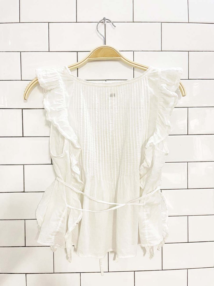 wilfred la bohème delacroix pintuck lace trim ruffle sleeveless top | aritzia - good market thrift store