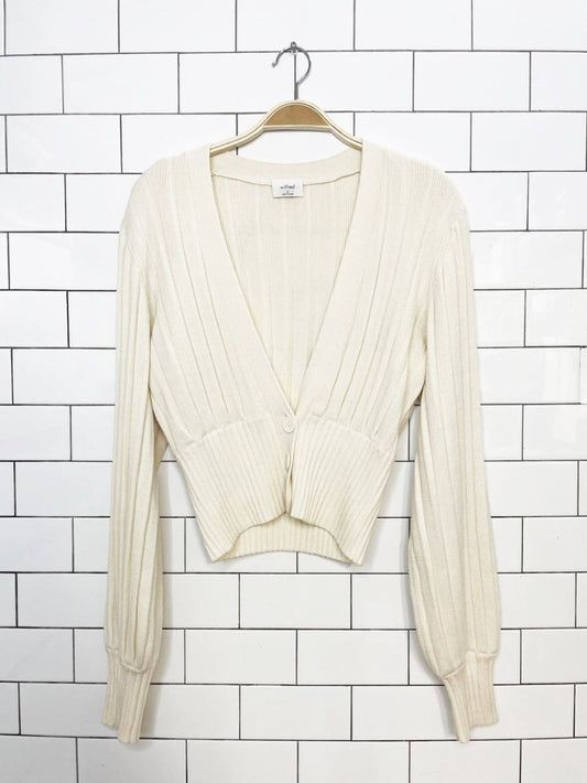wilfred thais wool-blend balloon sleeve knit cardigan | aritzia - good market thrift store