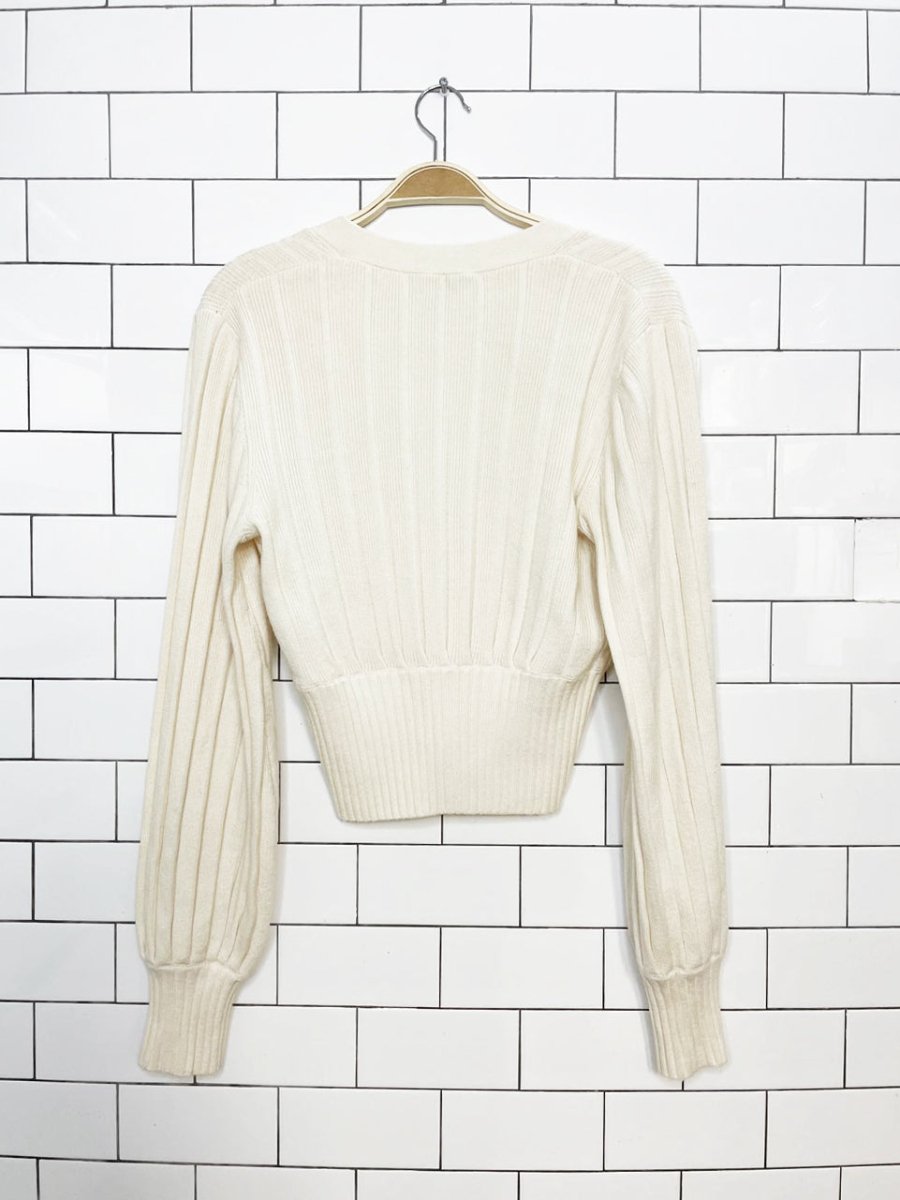 wilfred thais wool-blend balloon sleeve knit cardigan | aritzia - good market thrift store