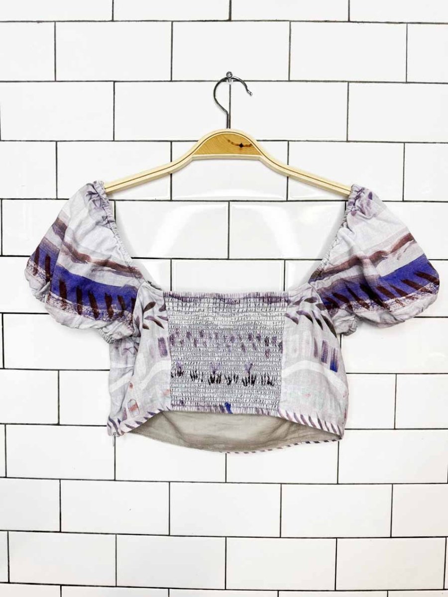 wilfred wander 100% organic linen puff shoulder crop top | aritzia - good market thrift store