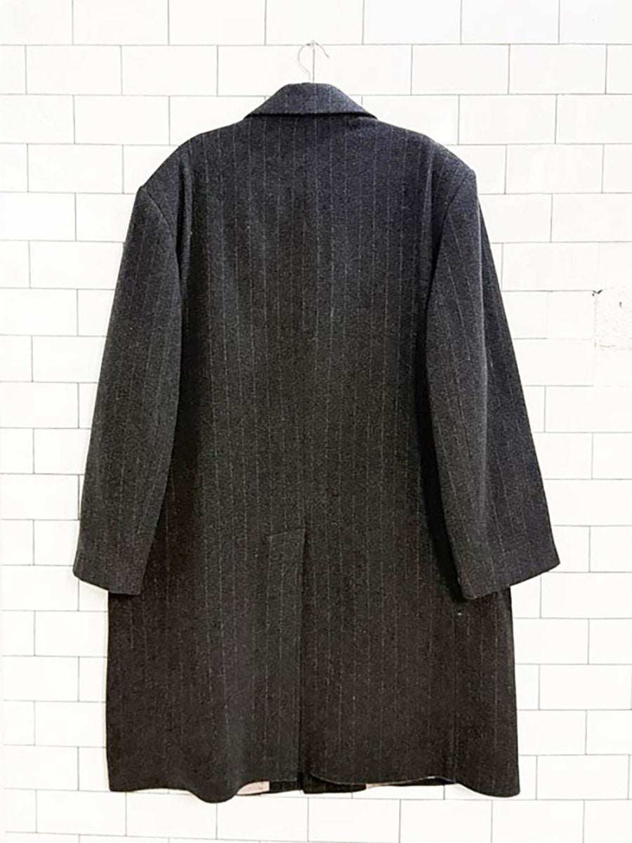 wilke - rodriguez wool - cashmere pinstripe overcoat - good market thrift store