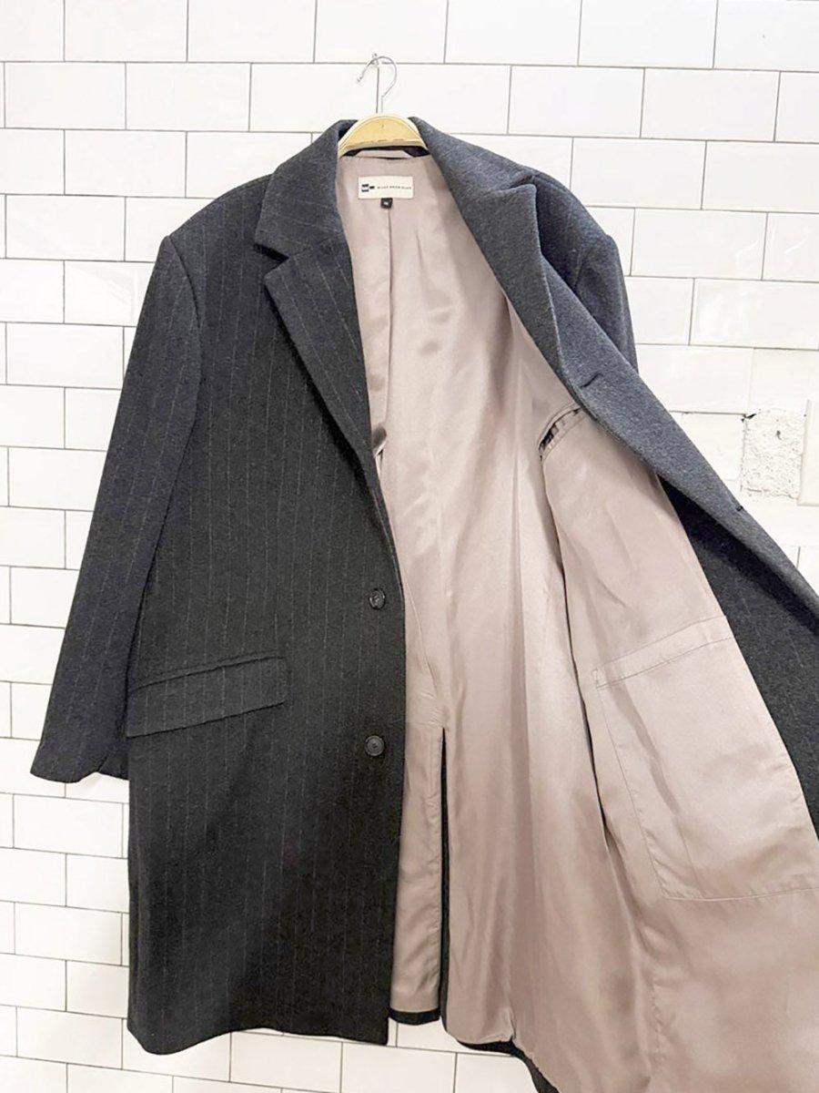 wilke - rodriguez wool - cashmere pinstripe overcoat - good market thrift store
