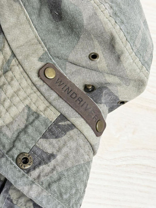 windriver camoflouge brimmed snap side utility hat - good market thrift store