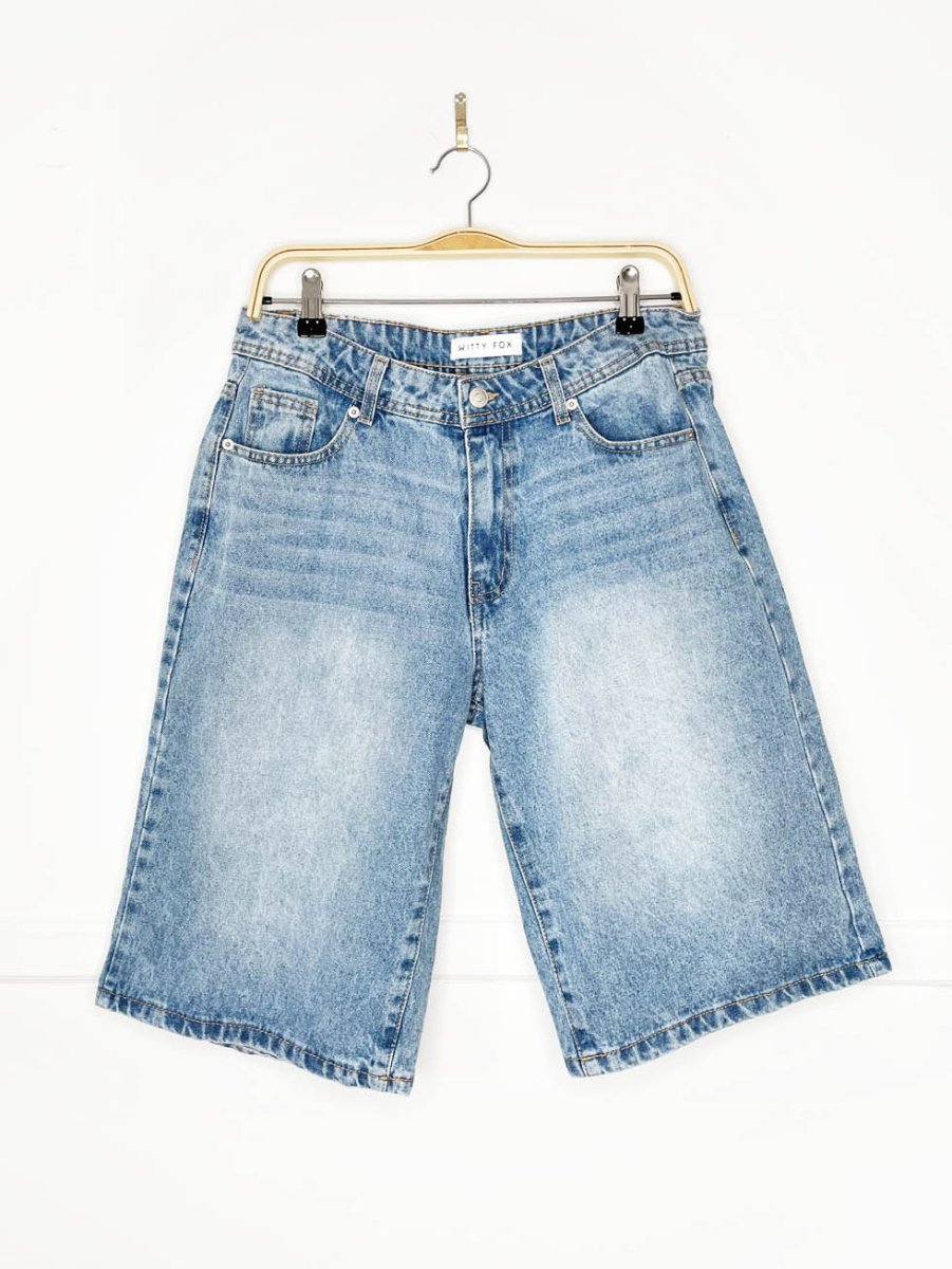 witty fox 90s baggy long denim shorts - good market thrift store