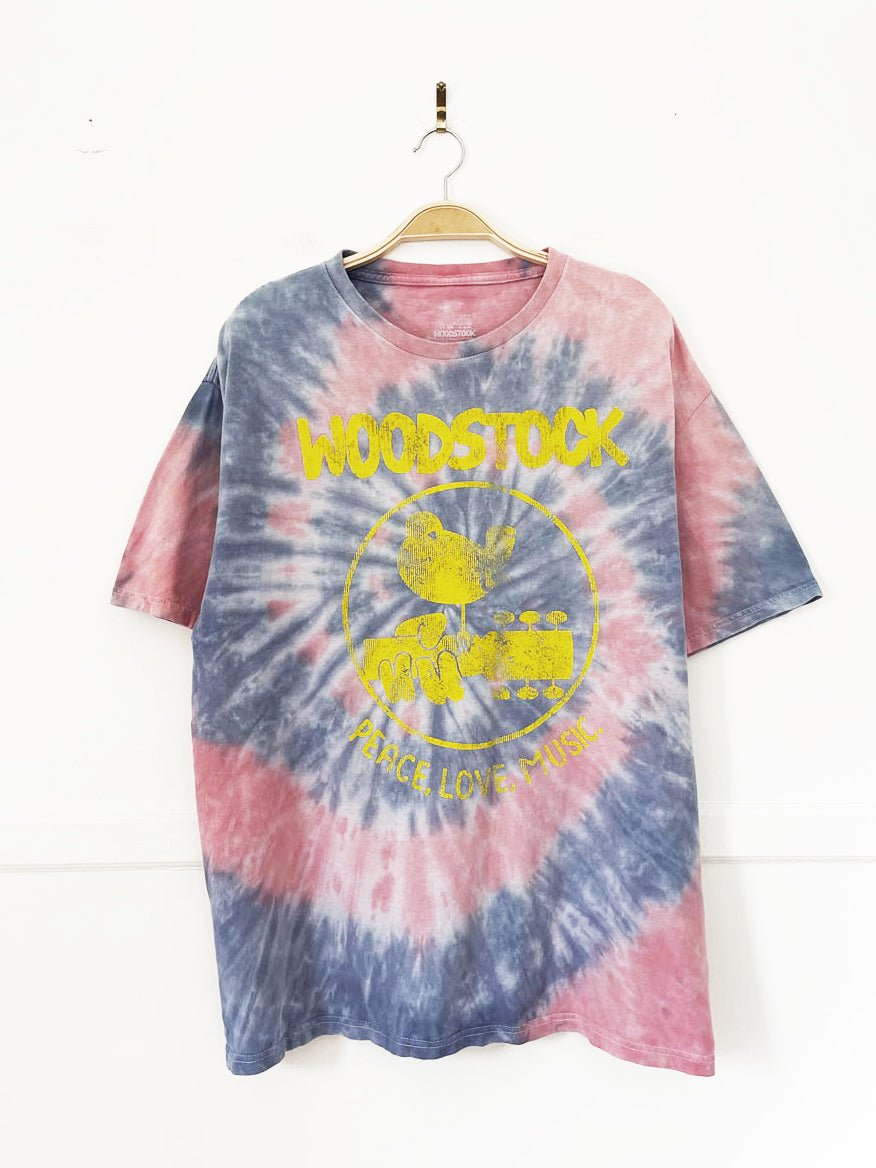 woodstock festival tie dye band tee | peace, love, music - good market thrift store