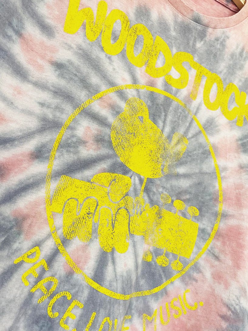 woodstock festival tie dye band tee | peace, love, music - good market thrift store