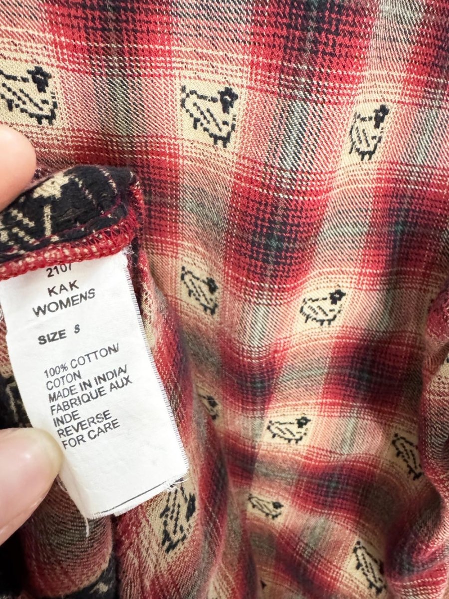 woolrich kak sheep print flannel shirt | made in India - good market thrift store