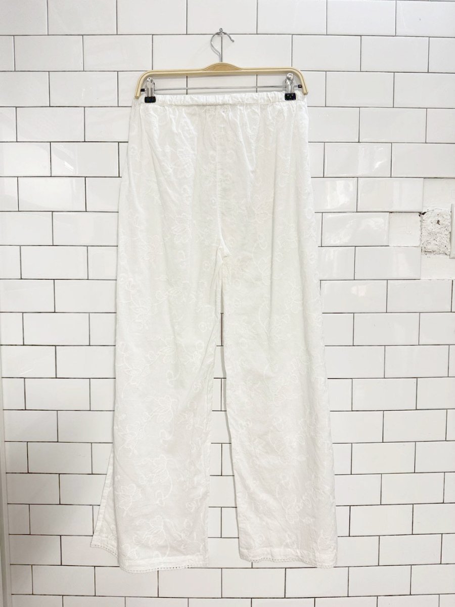 world market boho floral embroidered side slit wide leg pants | made in India - good market thrift store