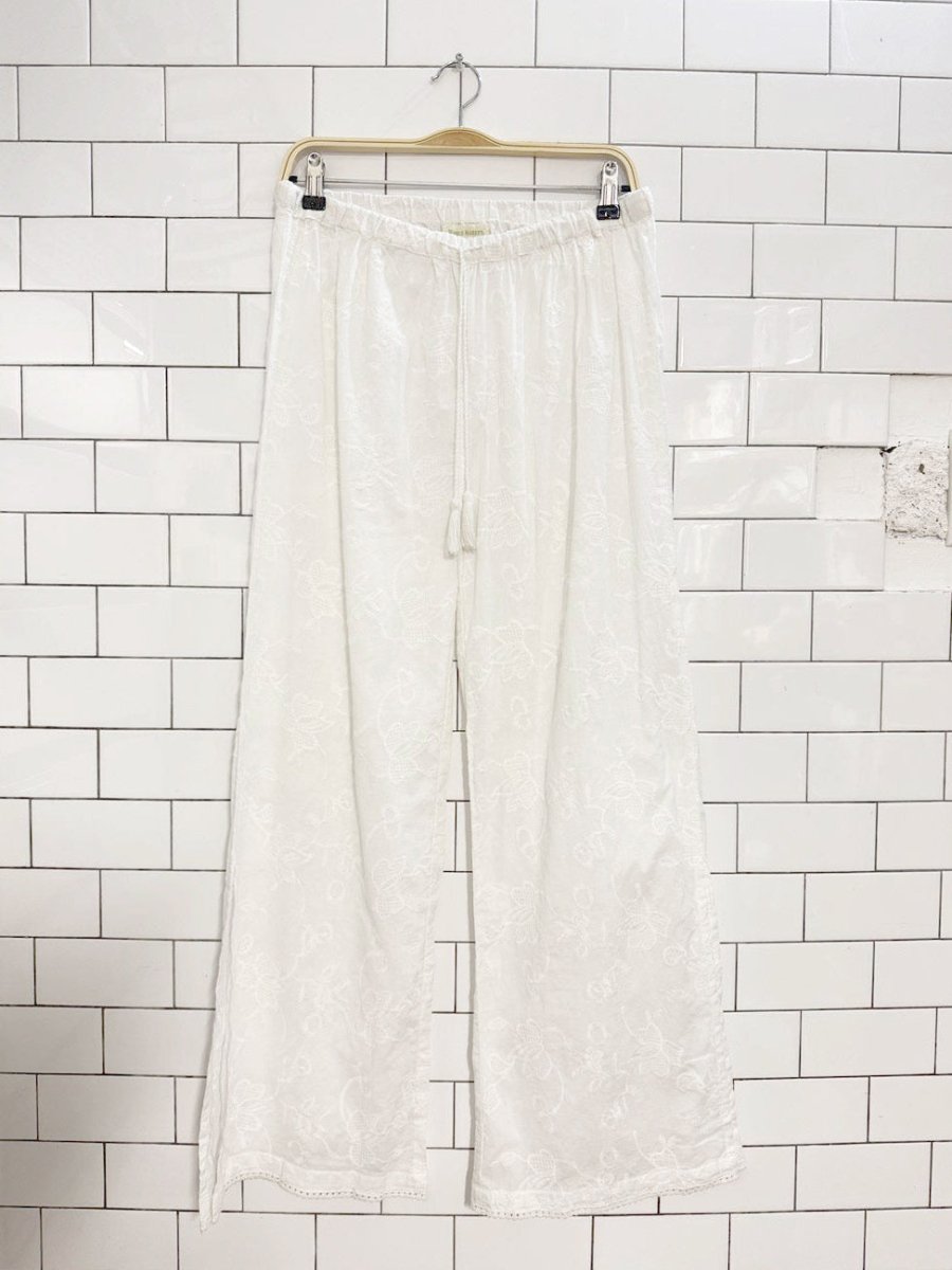 world market boho floral embroidered side slit wide leg pants | made in India - good market thrift store