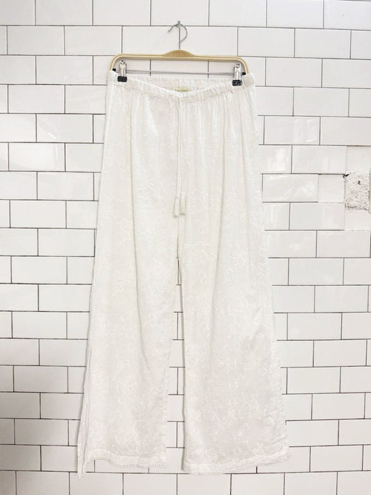 world market boho floral embroidered side slit wide leg pants | made in India - good market thrift store