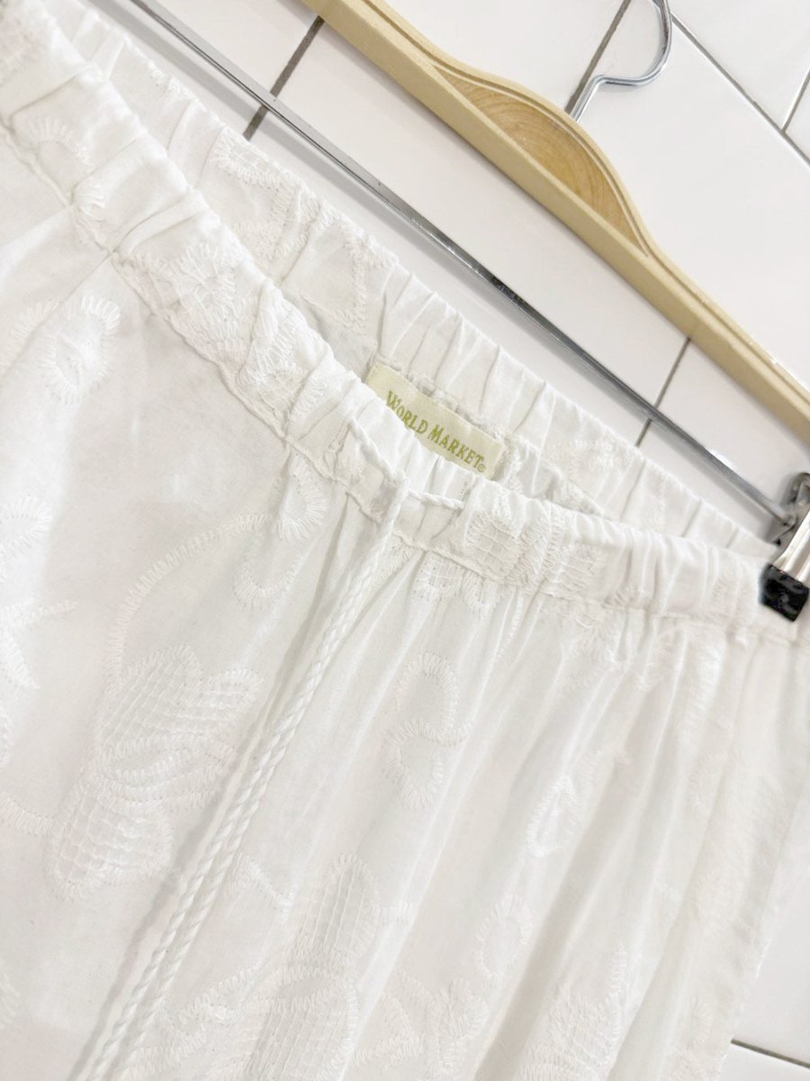 world market boho floral embroidered side slit wide leg pants | made in India - good market thrift store