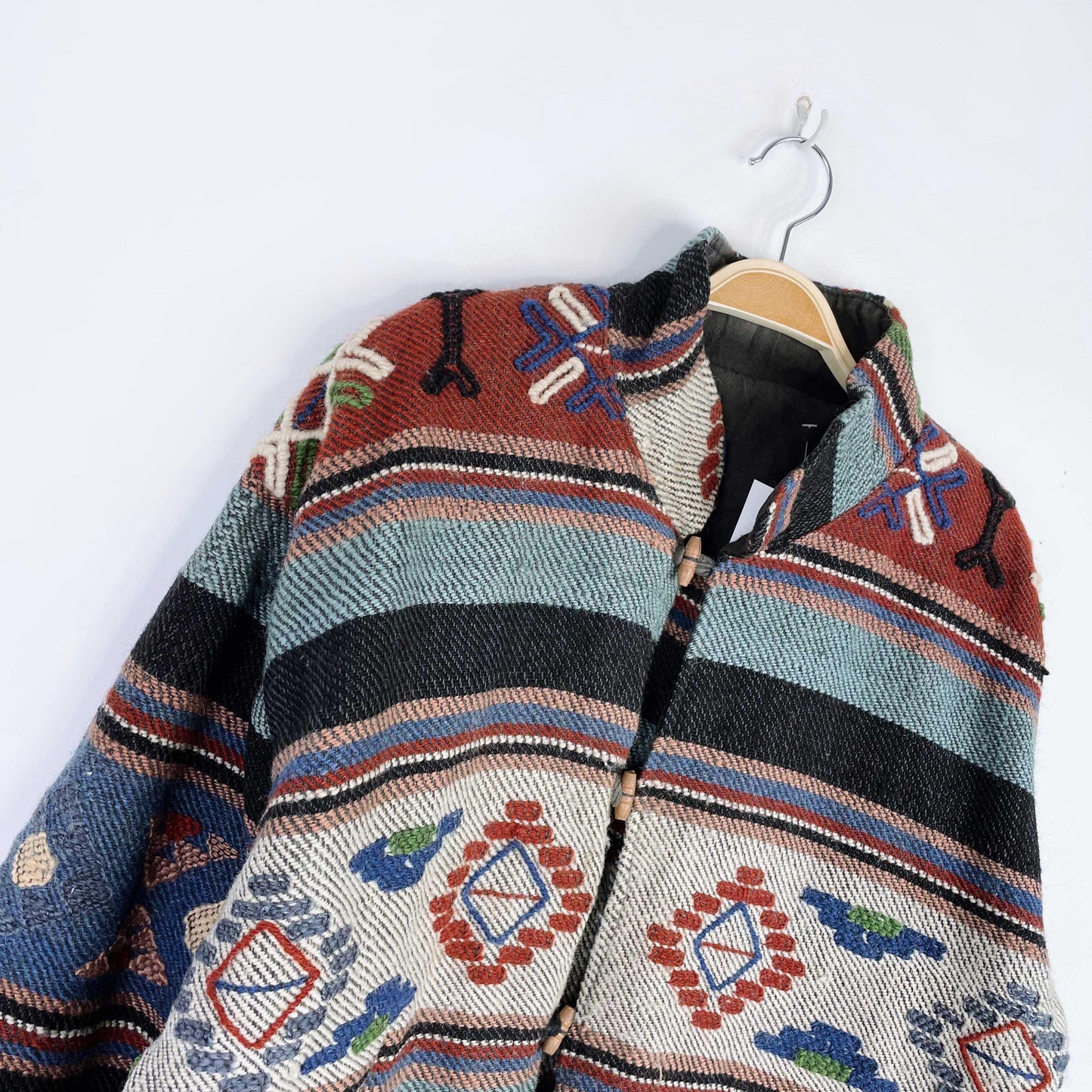 vintage navajo wool 3d woven rancher jacket - size med/large