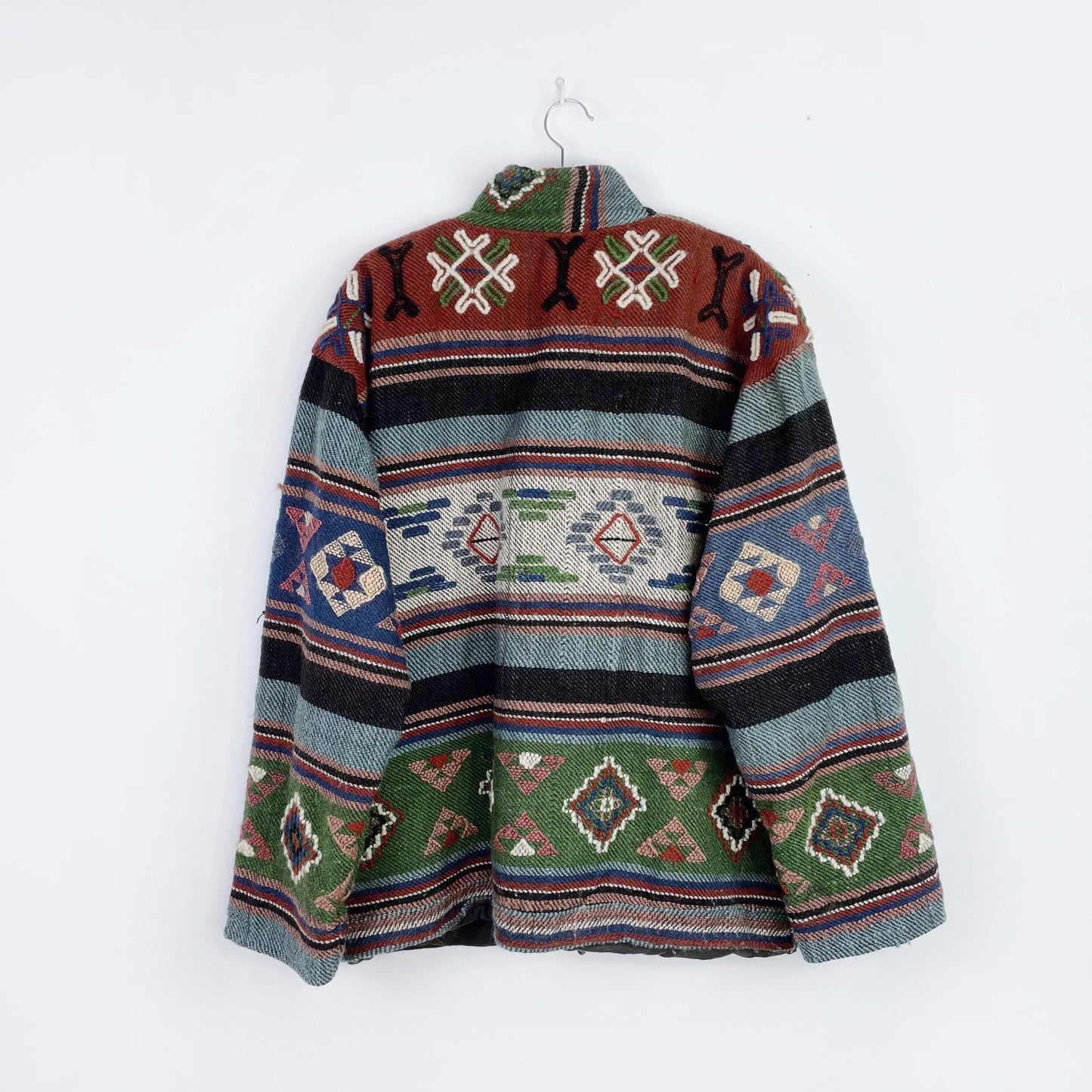 vintage navajo wool 3d woven rancher jacket - size med/large