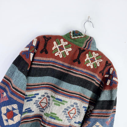 vintage navajo wool 3d woven rancher jacket - size med/large