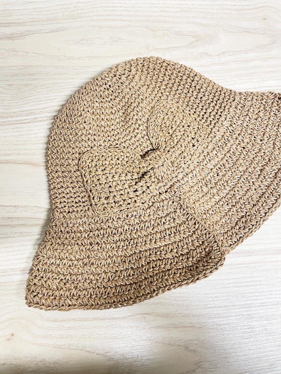 woven bow detail straw sun hat - good market thrift store