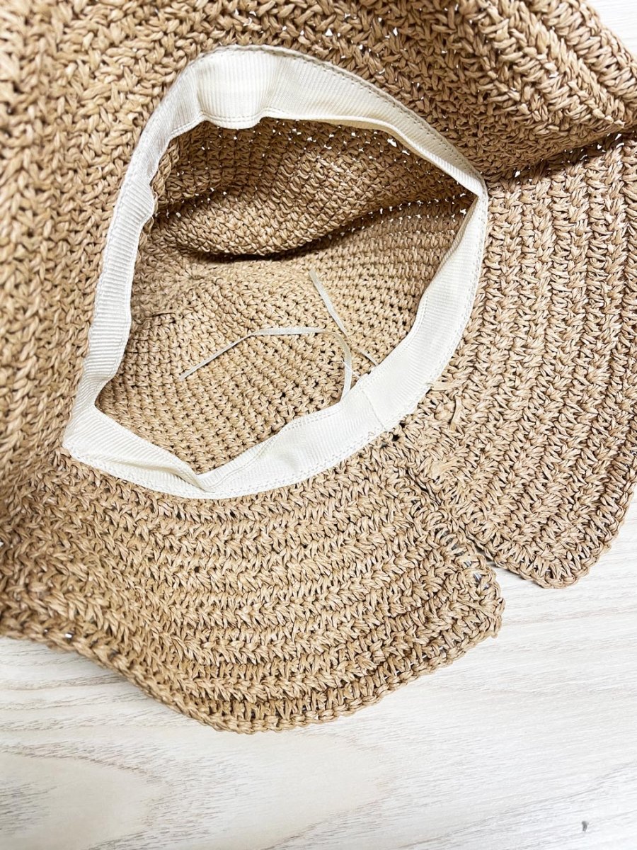 woven bow detail straw sun hat - good market thrift store