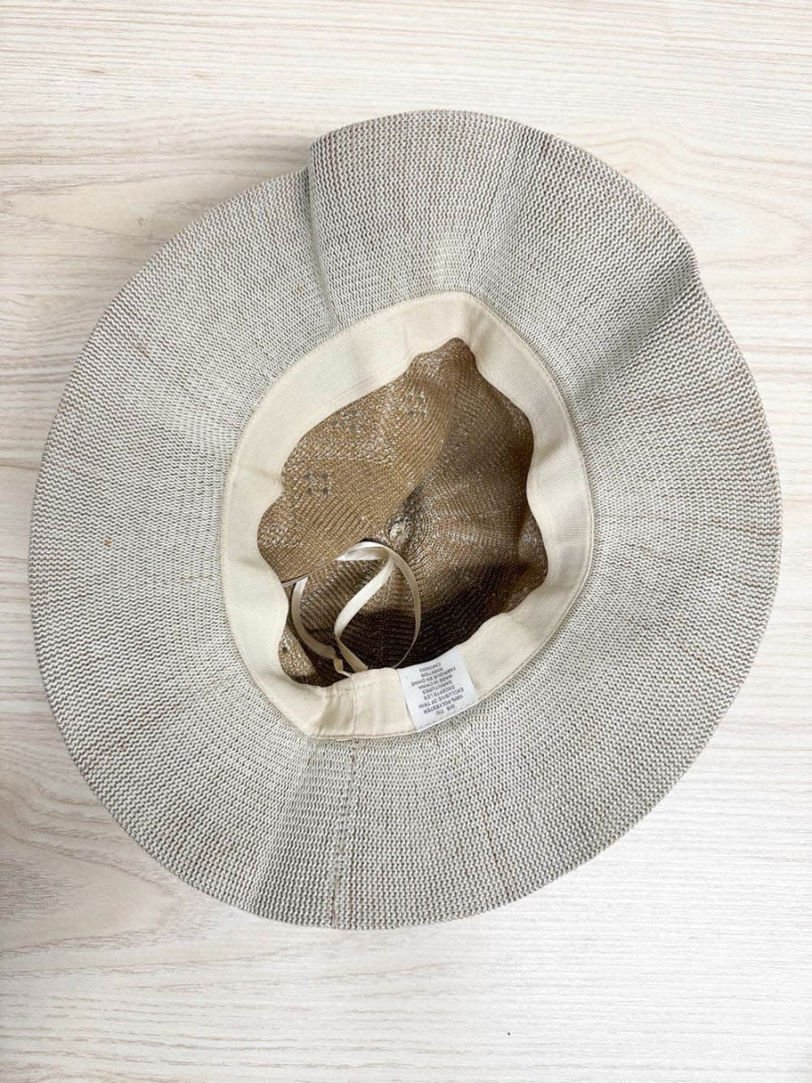 woven pointelle leather trim sun hat - good market thrift store