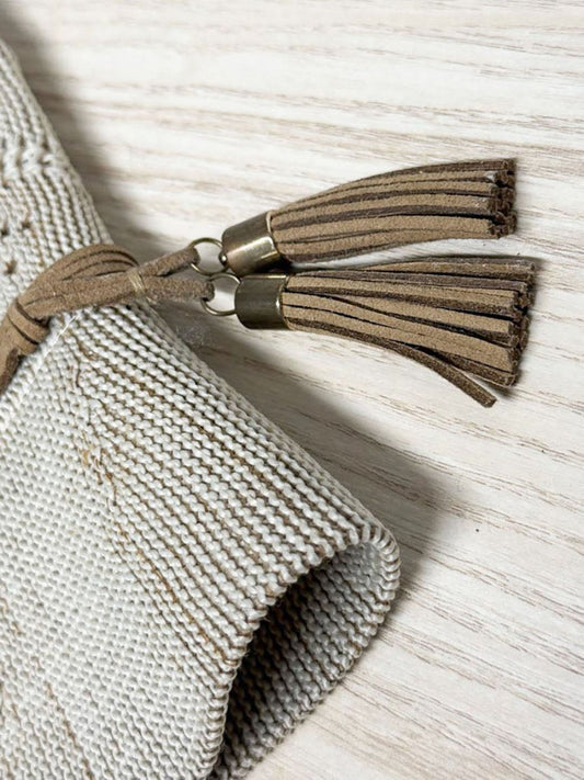 woven pointelle leather trim sun hat - good market thrift store