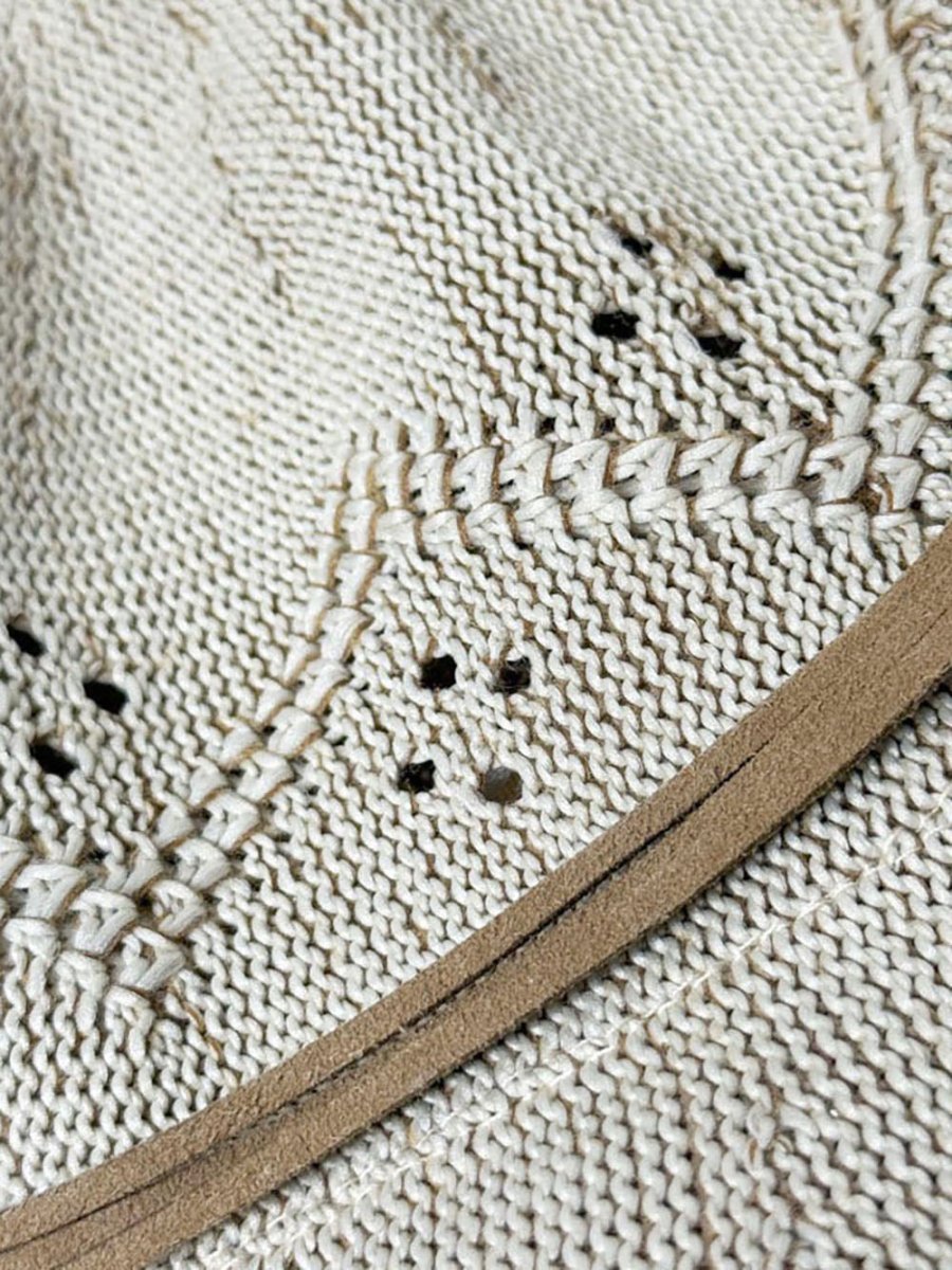 woven pointelle leather trim sun hat - good market thrift store