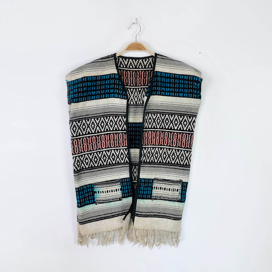 vintage serape woven western poncho