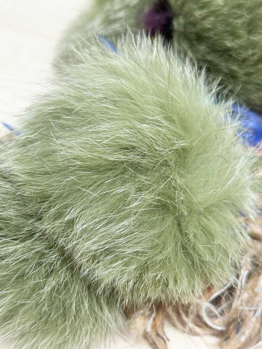 woven wool - mohair fringe fur pom pom scarf - good market thrift store