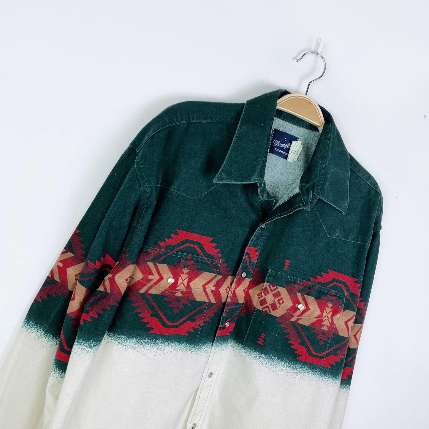 vintage 90s wrangler snap button western shirt - size large