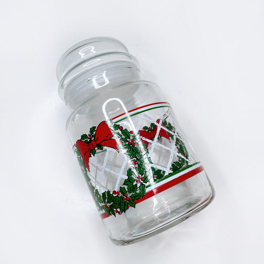 vintage festive wreath stash jar with sealed lid
