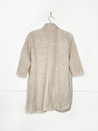 x2 atelier lyse spenard 100% linen knit woven shirt + pants set - good market thrift store