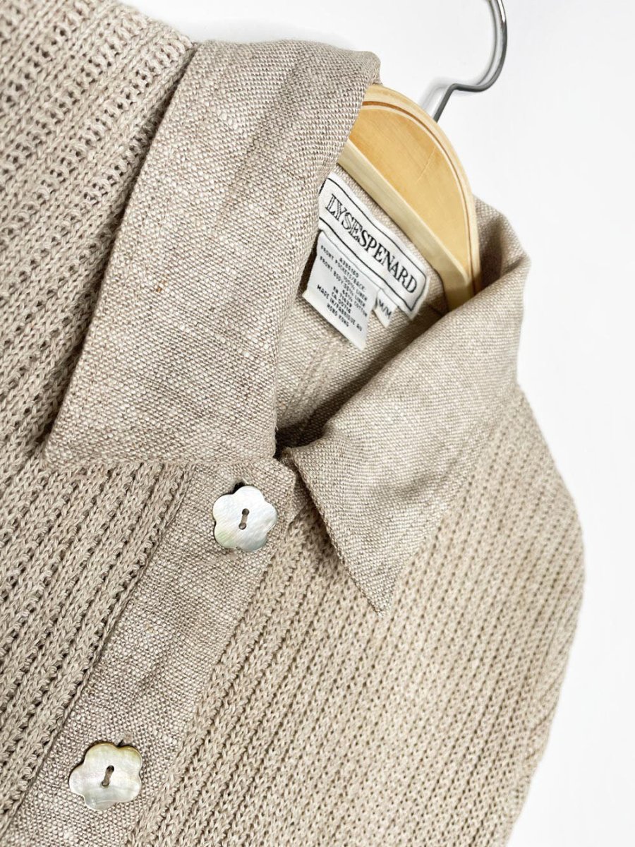 x2 atelier lyse spenard 100% linen knit woven shirt + pants set - good market thrift store