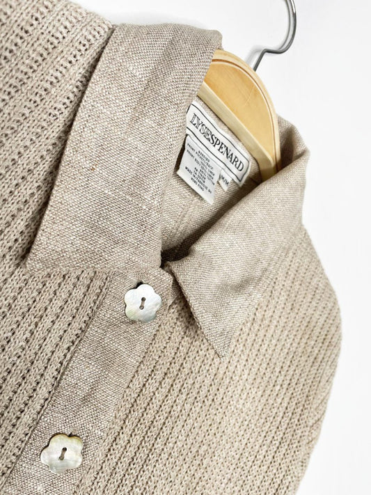 x2 atelier lyse spenard 100% linen knit woven shirt + pants set - good market thrift store