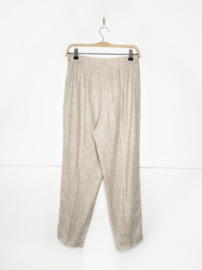 x2 atelier lyse spenard 100% linen knit woven shirt + pants set - good market thrift store