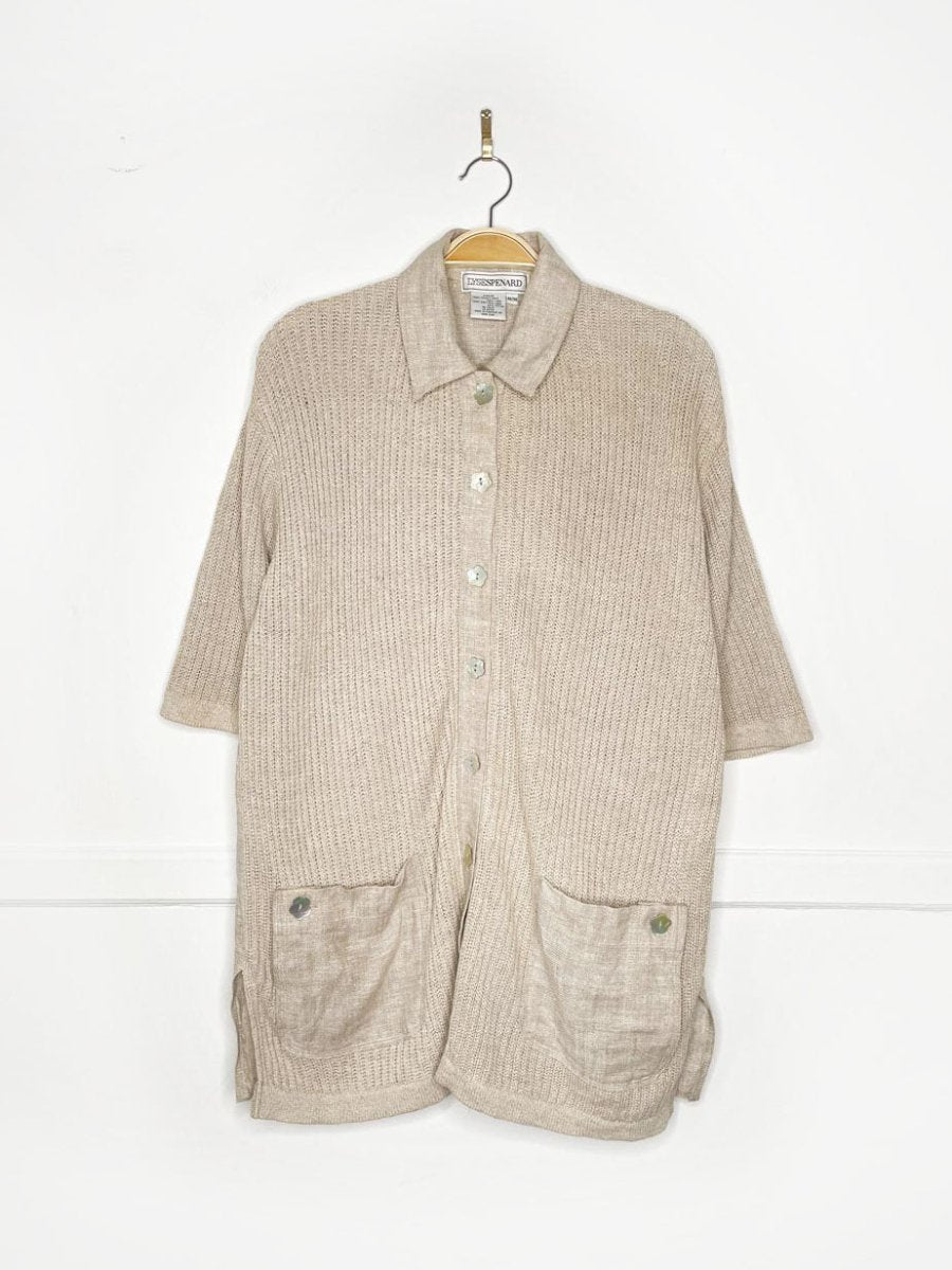 x2 atelier lyse spenard 100% linen knit woven shirt + pants set - good market thrift store