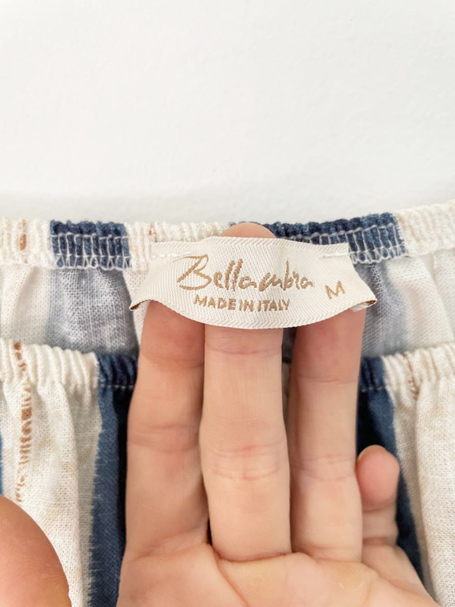 x2 ballambia linen-blend stripe wide leg crop top set | made in italy - good market thrift store