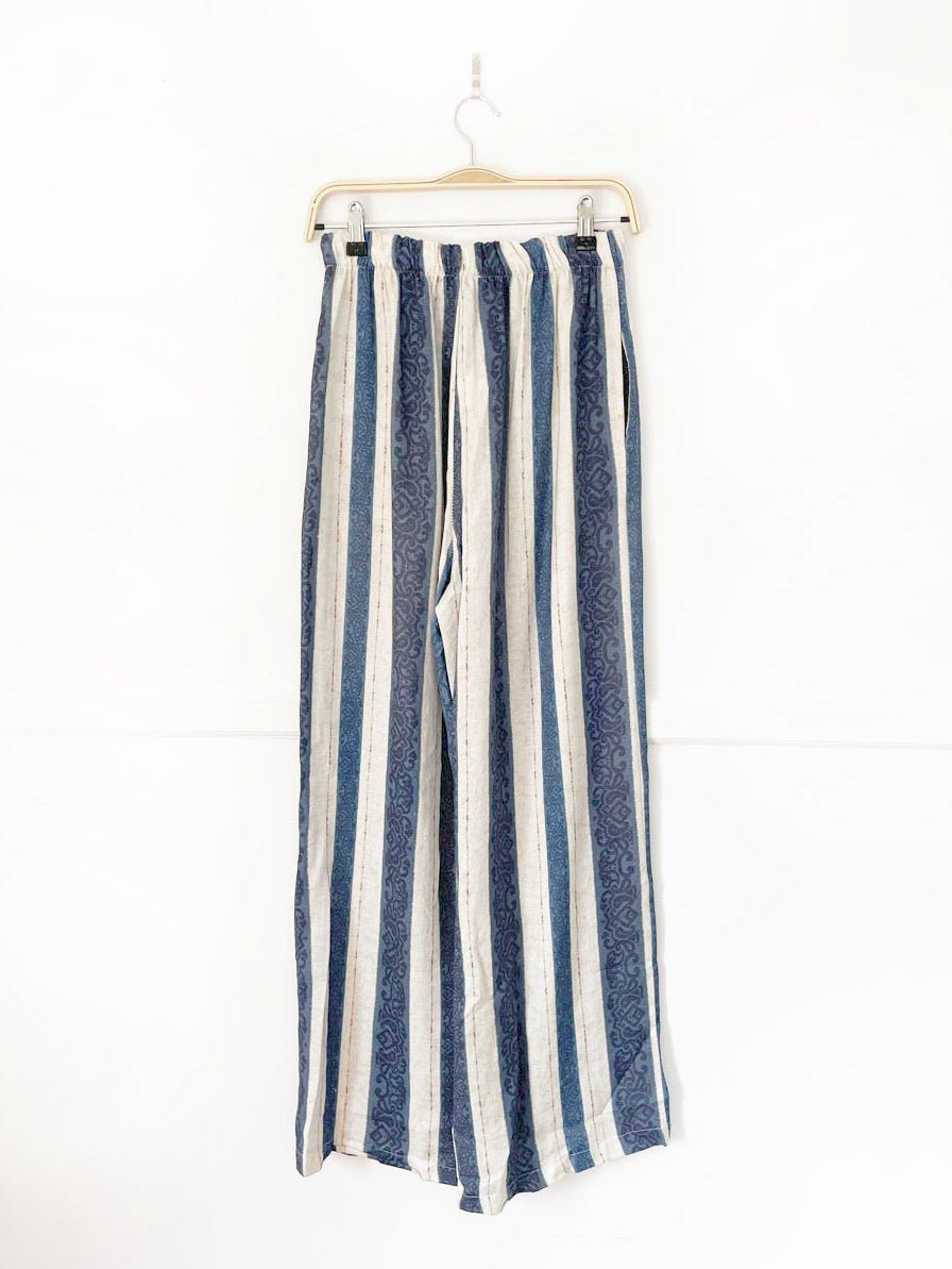 x2 ballambia linen-blend stripe wide leg crop top set | made in italy - good market thrift store