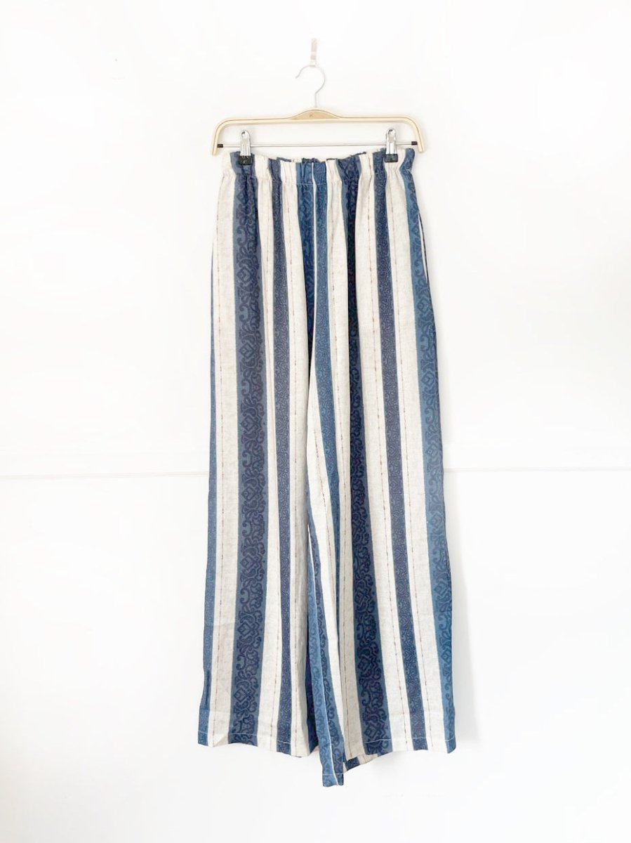 x2 ballambia linen-blend stripe wide leg crop top set | made in italy - good market thrift store
