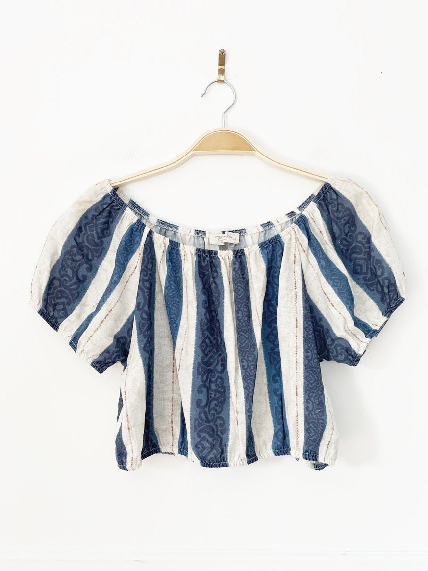 x2 ballambia linen-blend stripe wide leg crop top set | made in italy - good market thrift store