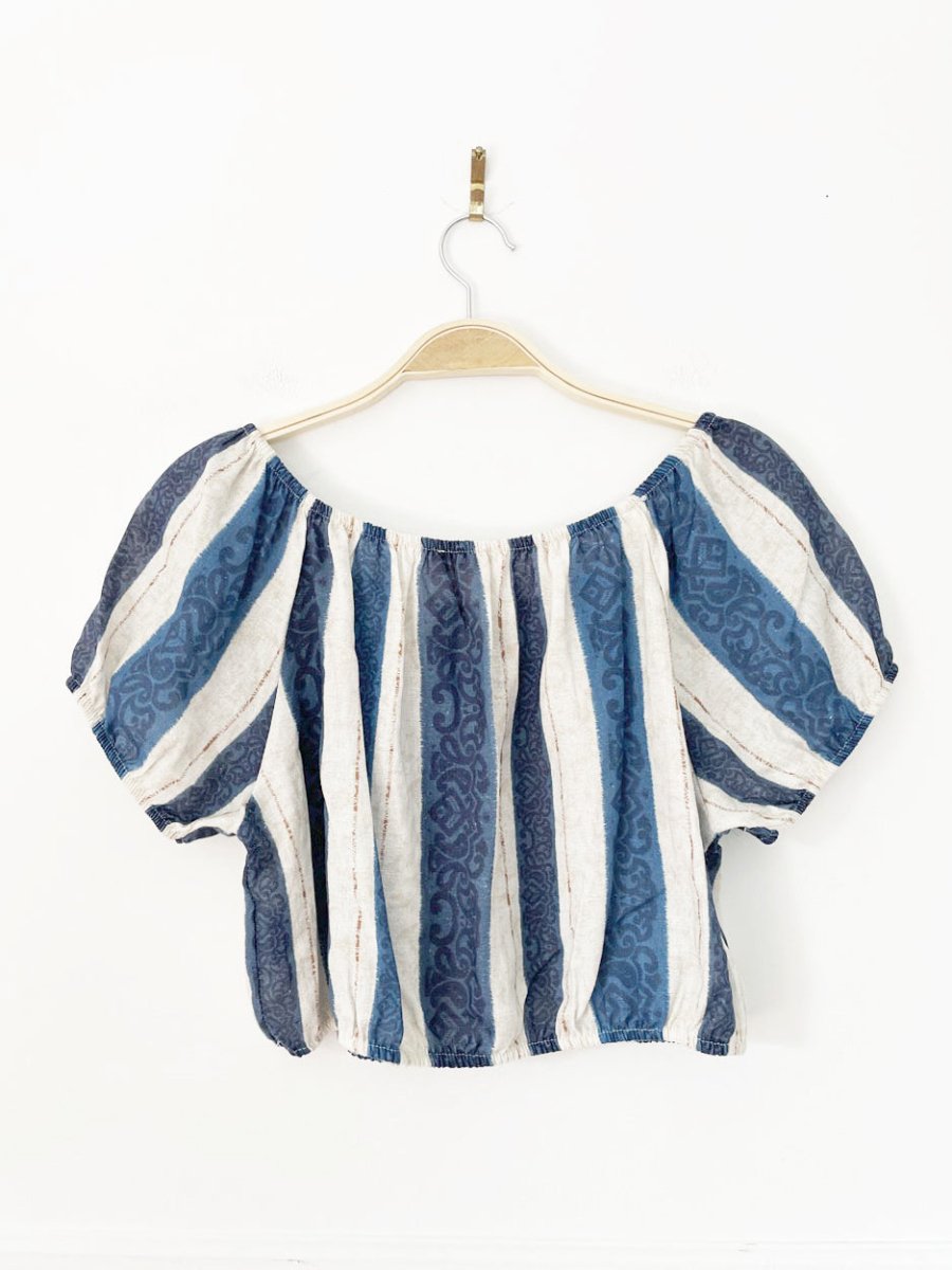 x2 ballambia linen-blend stripe wide leg crop top set | made in italy - good market thrift store