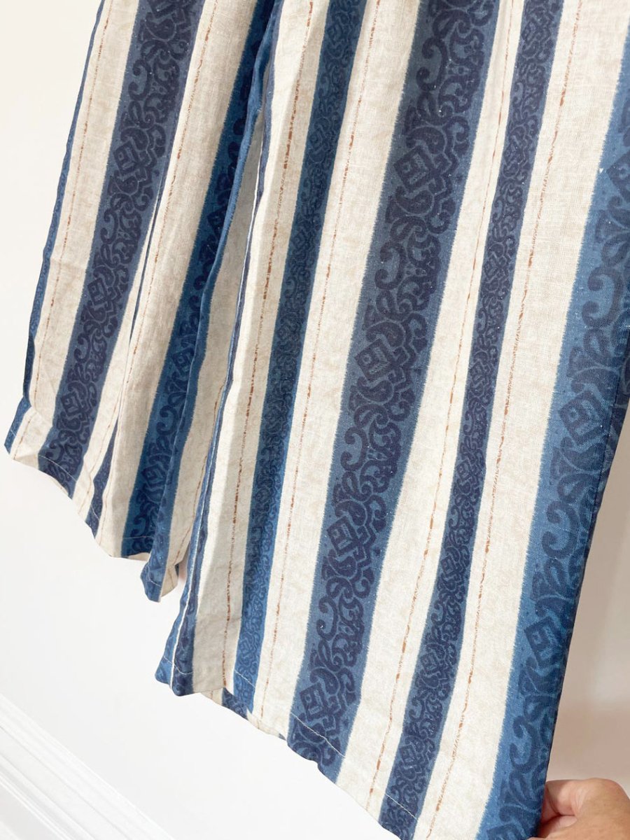x2 ballambia linen-blend stripe wide leg crop top set | made in italy - good market thrift store