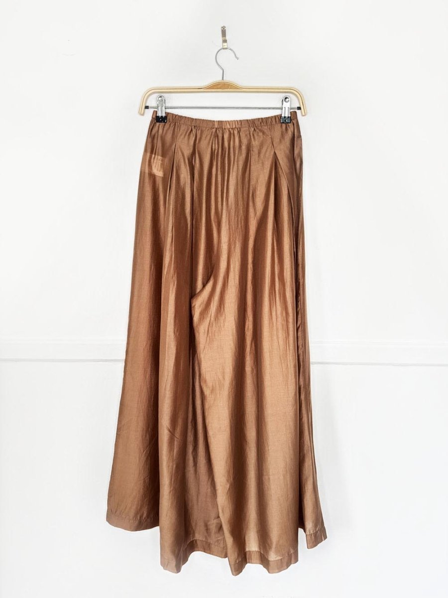 x2 dragon face ruched crop top + pleated chiffon ultra wide leg pant set - good market thrift store