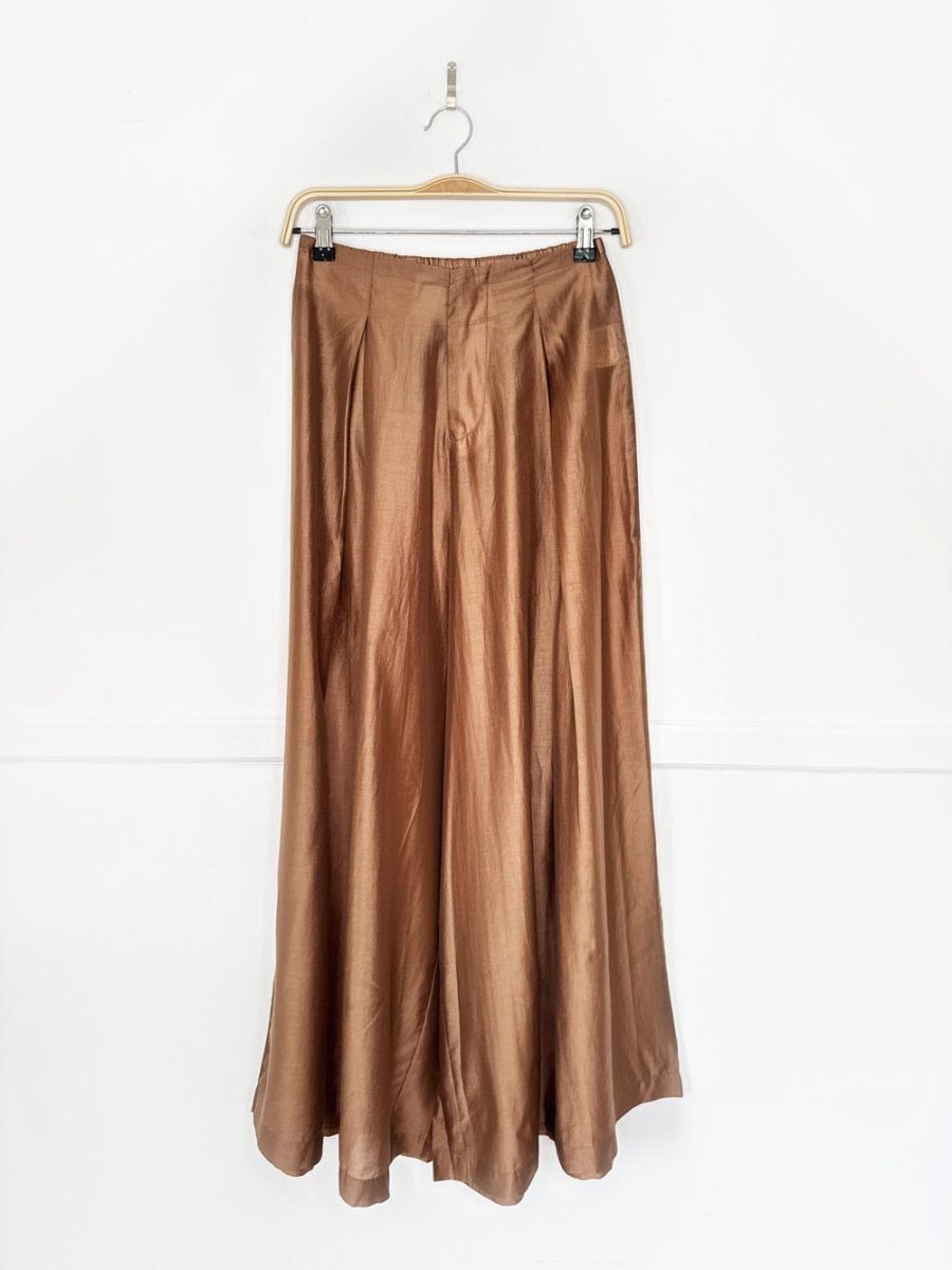 x2 dragon face ruched crop top + pleated chiffon ultra wide leg pant set - good market thrift store