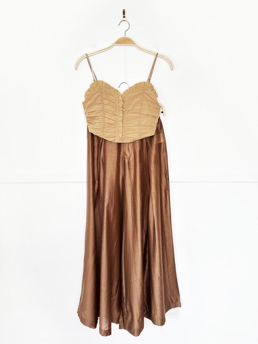 x2 dragon face ruched crop top + pleated chiffon ultra wide leg pant set - good market thrift store